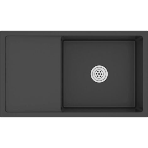 Fregadero de cocina hecho a mano lavabo interior instalación de cocina 75 x 44 cm acero inoxidable negro 020002470 (1/5)