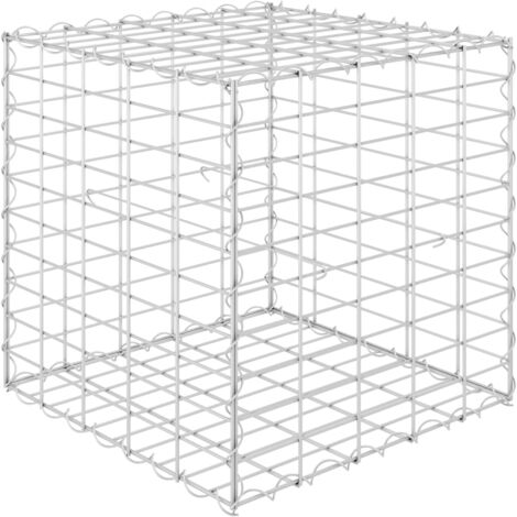 Cama elevada gaviones cubo macetero elevado de flores plantas cesta de piedra jardín terraza exterior alambre de acero 50x50x50 cm 020000966
