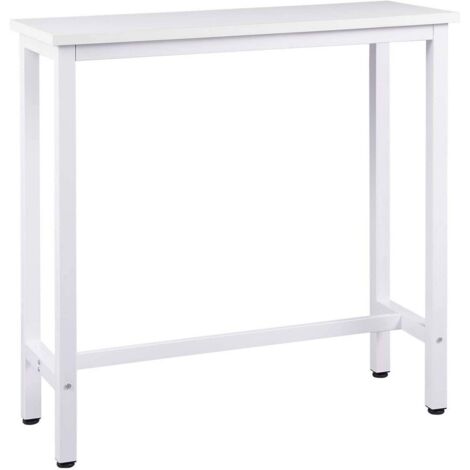 Mesa de bar mesa de bistro estructura metálica tablero de aglomerado mesa alta mesa de comedor 100 cm blanco 190000008