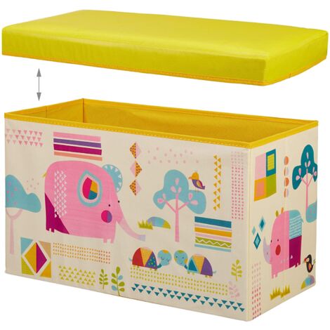 Taburete cofre caja puf de juguete almacenamiento infantil amarillo 1300027632 (1/4)