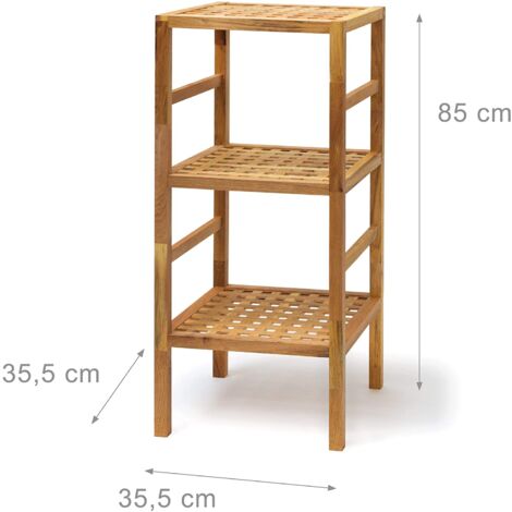 Estantería de baño de madera de nogal, 3 niveles, estantes decorativos, estilo escandinavo, cocina, pasillo, sauna, marrón 130001106