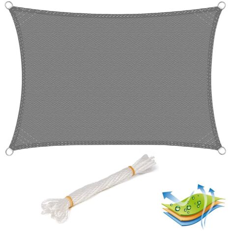 Vela de sombra para jardín exterior, patio, fiesta, bloque UV, 2x3m gris 190000959 (1/5)
