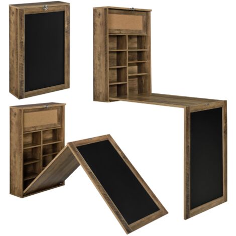 Mesa de pared plegable escritorio de pared plegable MDF 156 cm marrón negro 030004358