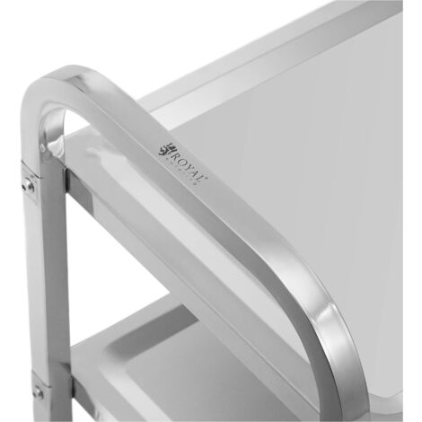 Carrello Portavivande Acciaio Inox - 3 Ripiani, Capacità 81kg, Ruote 360°, Per Cucina Professionale, 73x38x3 Cm