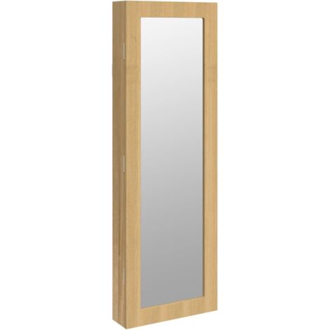Armario para joyas, mueble organizador, dormitorio, guardarropa, baño con espejo de pared 30 x 8,5 x 90 cm marrón 020022827