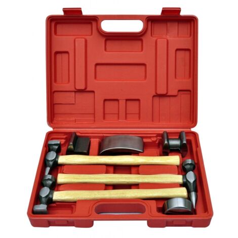 Caja conjunto de martillo y montón para carrocero 7 piezas herramientas garaje taller bricolaje 3402029/2