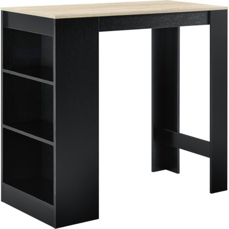 Mesa alta con almacenaje tipo bistro con 3 estantes 110 cm negro y roble 030006191 (1/5)