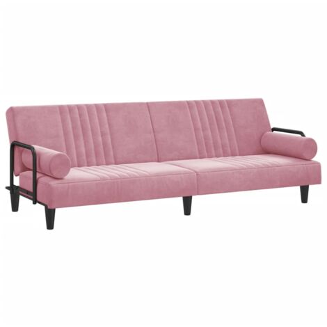 Sofá cama con reposabrazos 205 x 89 x 70 cm terciopelo rosa 020021011 (1/5)