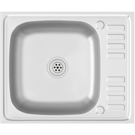 Juego de fregadero y escurridor de cocina fregadero empotrado fregadero de cocina interior plateado 50 x 60 x 15,5 cm acero inoxidable 020004353 (1/5)