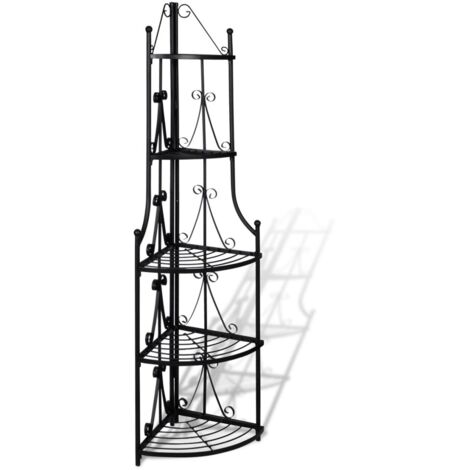 Estante esquinero 5 niveles acero negro interior o exterior para plantas flores 2702003 (1/3)