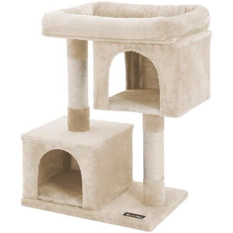 Árbol para gatos con rascador de sisal 2 lujosos escondites casita de juegos muebles para gatitos gatos y felinos color beige 120000156 (1/4)