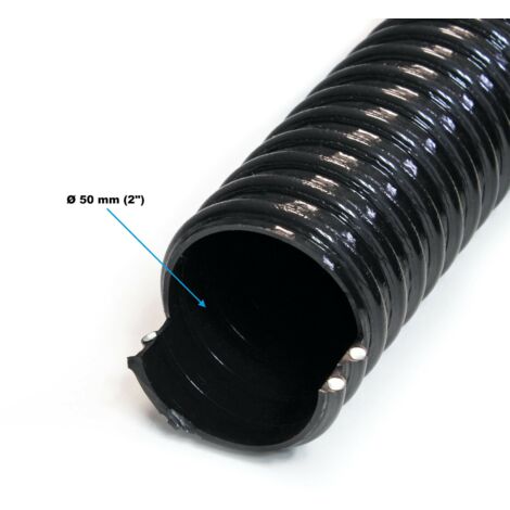 Manguera de succión en espiral de 10 m 50 mm (2") de diámetro negra para peces koi 160001622 (1/2)