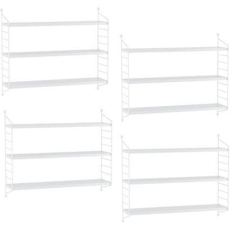 Juego de 4 estantes de pared con 3 niveles modulares 50 x 60 x 15 cm blanco 030007110 (1/4)