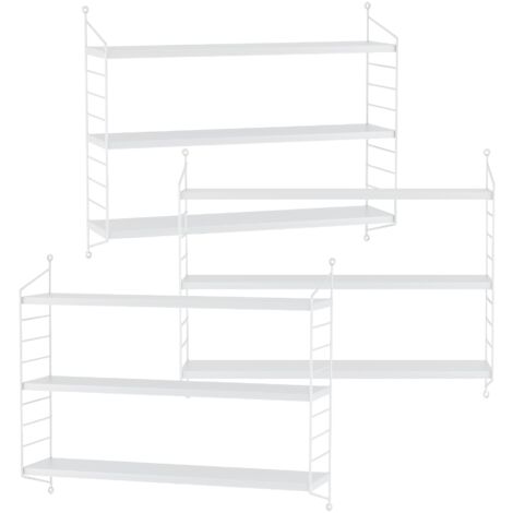 Juego de 3 estantes de pared con 3 niveles modulares 50 x 60 x 15 cm blanco 030007107 (1/4)
