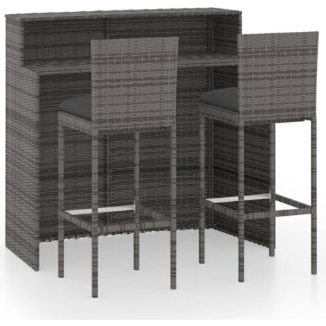 Conjunto de barra de jardín con cojines 3 piezas gris 020013455 (1/5)
