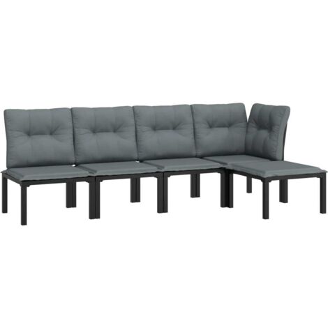 Muebles de jardín muebles de exterior juego de muebles 5 piezas resina tejida negra y gris 020016614 (1/5)