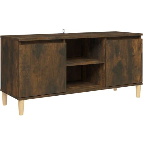 Mueble TV multimedia estantería para televisión buffet para televisión comedor salón dormitorio con patas de madera maciza roble ahumado 103,5 x 35 x 50 cm marrón 020026856 (1/5)