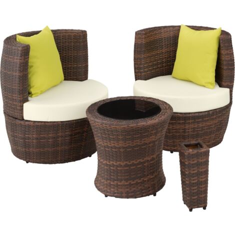 Conjunto de muebles de jardín de 2 plazas de mimbre sintético negro/marrón 2108087 (1/5)