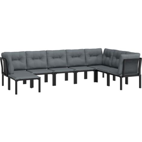 Muebles de jardín muebles de exterior conjunto de muebles 8 piezas resina tejida negra y gris 020017880 (1/5)