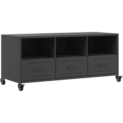 Mueble TV multimedia estantería para televisión buffet para televisión comedor salón dormitorio 100,5 x 39 x 43,5 cm acero negro 020025540 (1/5)