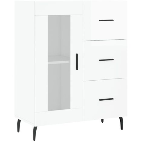 Aparador buffet cómoda mueble mueble de almacenaje organizador cocina salón brillante 69,5 x 34 x 90 cm madera contrachapada blanco 020030746 (1/5)