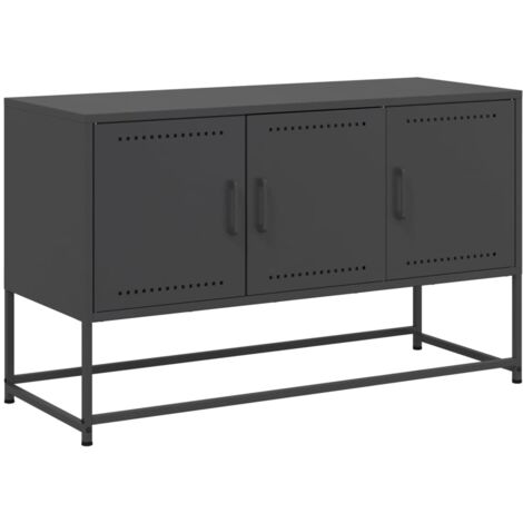 Mueble TV multimedia estantería para televisión buffet para televisión comedor salón dormitorio 100,5 x 39 x 60,5 cm acero negro 020025551 (1/5)