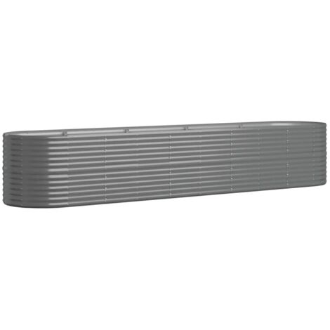 Macetero bancal elevado plantas flores terraza jardín jardín acero con recubrimiento en polvo 368 x 80 x 68 cm gris 020039644 (1/5)