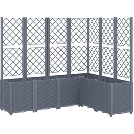 Jardinera bancal elevado plantas flores terraza jardín con enrejado 160 x 120 x 140 cm PP gris 020038247 (1/5)