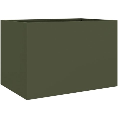 Macetero bancal elevado plantas flores terraza jardín oliva 62 x 40 x 39 cm verde acero 020038706 (1/5)