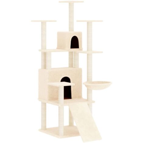 Árbol para gatos torre de escalada juguete para trepar poste rascador plataforma de escalada con postes rascadores de sisal 154 cm color crema 020022486 (1/5)