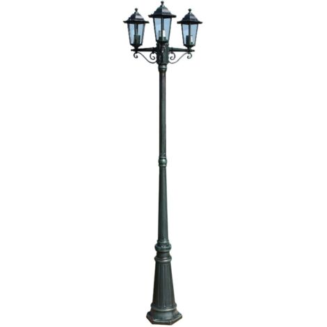Farola de jardín 3 brazos 215 cm aluminio oscuro/verde 020042534 (1/5)