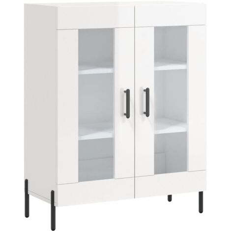 Aparador buffet cómoda mueble mueble de almacenaje organizador cocina salón brillante 69,5 x 34 x 90 cm madera contrachapada blanco 020030719 (1/5)