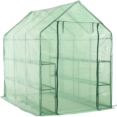 Invernadero de carpa para plantas flores y verduras en un solo nivel con 12 estantes de acero 143 x 214 x 196 cm verde 020044655