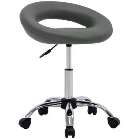 Silla de trabajo con ruedas de piel sintética gris 020024077 (1/5)