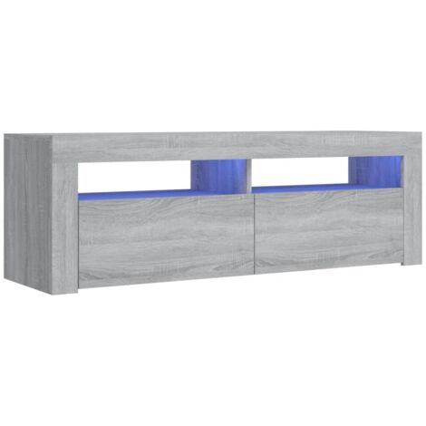 Mueble TV multimedia estantería para televisión buffet para televisión comedor salón dormitorio con luces LED sonoma 120 x 35 x 40 cm gris 020026798 (1/5)