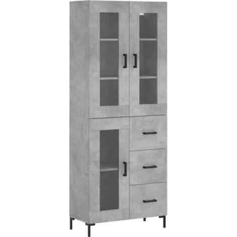 Aparador cómoda cómoda armario mueble organizador cocina salón salón alto 69,5 x 34 x 180 cm madera contrachapada gris 020034692 (1/5)