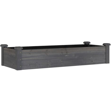 Macetero bancal elevado plantas flores terraza jardín revestimiento 120 x 45 x 25 cm madera maciza abeto gris 020039833 (1/5)