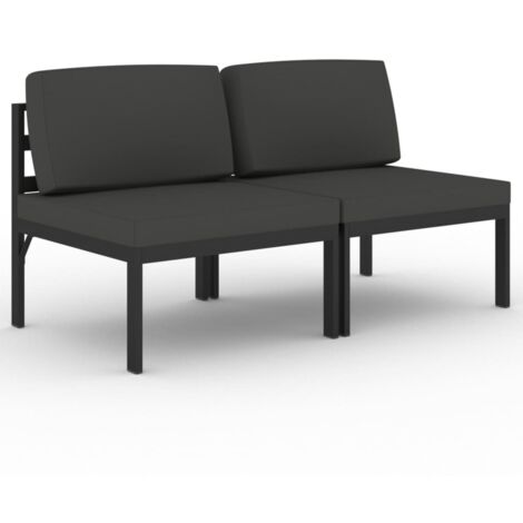 Sofá de jardín de 2 plazas con cojines de aluminio antracita 020013211 (1/5)