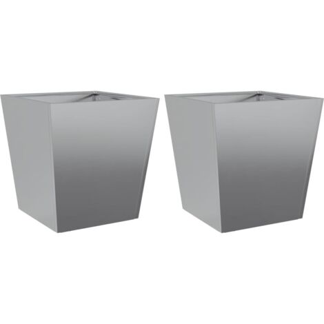 Macetero para bancal elevado plantas flores jardín terrazas juego de 2 40 x 40 x 40 cm acero galvanizado gris 020038957 (1/5)
