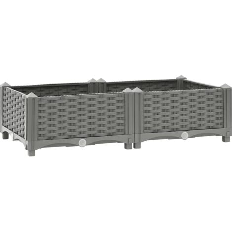 Macetero elevado bandeja plantas flores terraza jardín 80 x 40 x 23 cm gris polipropileno 020039235 (1/5)