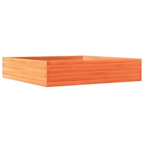 Macetero bancal elevado plantas flores terraza jardín cera 110 x 110 x 23 cm madera maciza de pino marrón 020038425 (1/5)