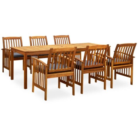 Juego de comedor de jardín de 7 piezas con cojines de acacia maciza 020014803 (1/5)