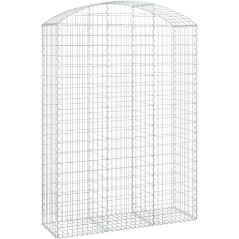 Cerca de jaula de gaviones Muro de contención arqueado 150 x 50 x 200/220 cm hierro galvanizado Plata 020039985 (1/4)