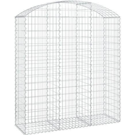 Cerca de jaula de gaviones Muro de contención arqueado 150 x 50 x 160/180 cm hierro galvanizado Plata 020039983 (1/4)