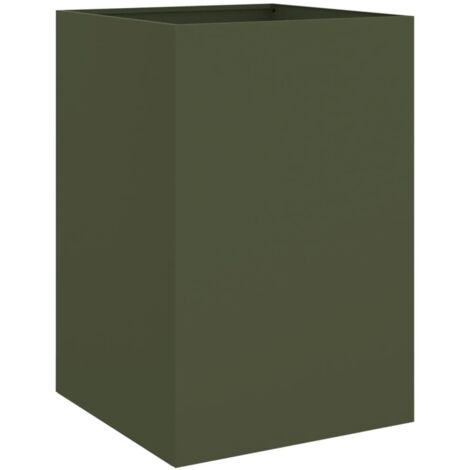 Macetero bancal elevado plantas flores terraza jardín oliva 52 x 48 x 75 cm verde acero 020038704 (1/5)