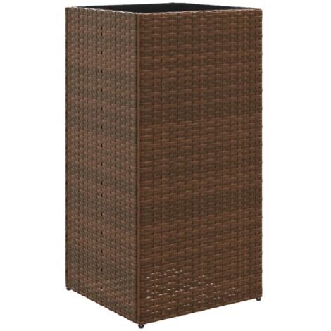 Jardinera elevada para jardín de flores terraza 40 x 40 x 80 cm marrón resina tejida 020037587 (1/5)
