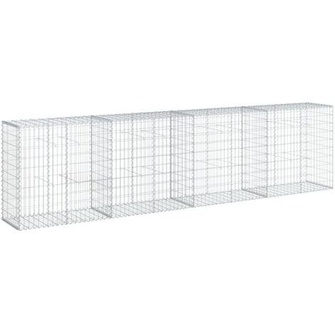 Muro de contención de gaviones con cubierta 400 x 50 x 100 cm hierro galvanizado color plata 020040163