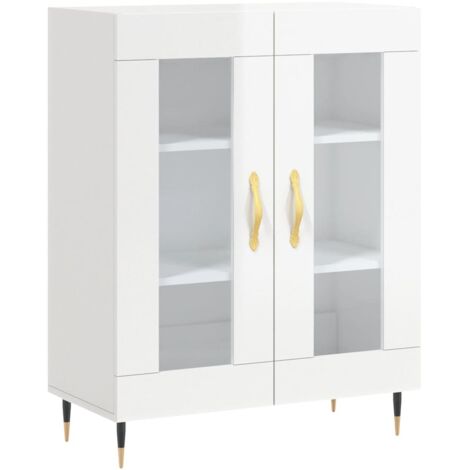 Aparador buffet cómoda mueble mueble de almacenaje organizador cocina salón brillante 69,5 x 34 x 90 cm madera contrachapada blanco 020030731 (1/5)
