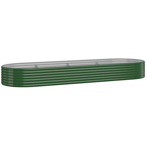 Macetero bancal elevado plantas flores terraza jardín jardín acero con recubrimiento en polvo 322 x 100 x 36 cm verde 020039628 (1/5)