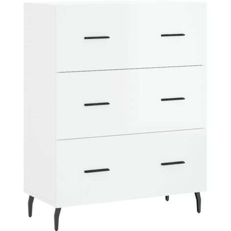 Aparador buffet cómoda mueble mueble de almacenaje organizador cocina salón brillante 69,5 x 34 x 90 cm madera contrachapada blanco 020030688 (1/5)
